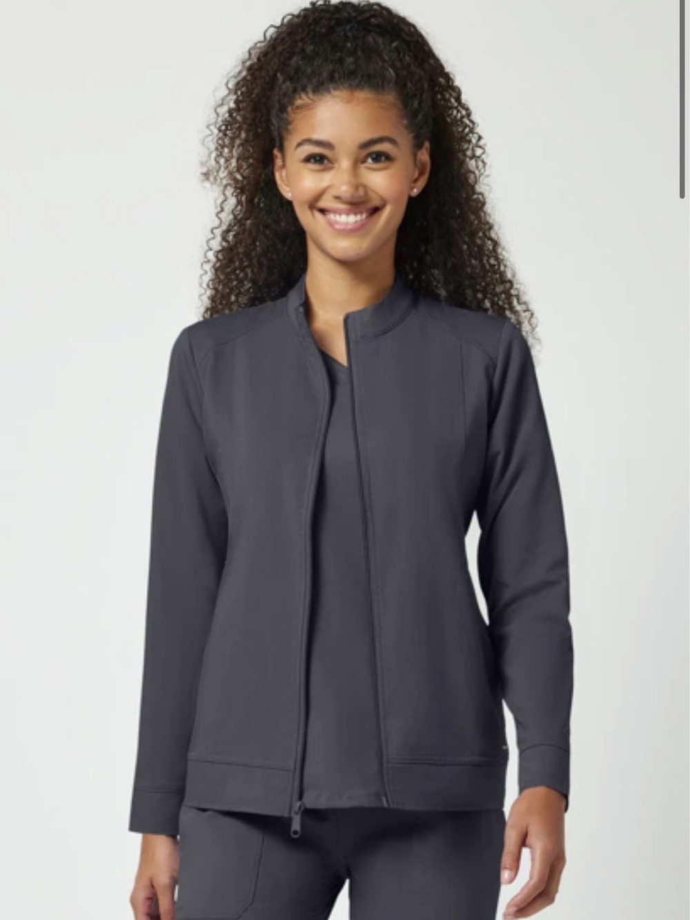 Healing Hands Purple Label Dakota Charcoal Gray Zip-Front Utility / Scrub Jacket